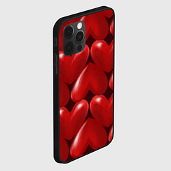 Чехол для iPhone 12 Pro Max Red hearts, цвет: 3D-черный — фото 2