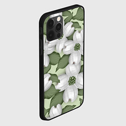 Чехол для iPhone 12 Pro Max Белые цветочкм, цвет: 3D-черный — фото 2
