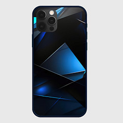Чехол для iPhone 12 Pro Max Черные и синие элементы, цвет: 3D-черный