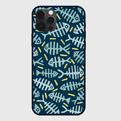 Чехол для iPhone 12 Pro Max Рыбы скелетоны, цвет: 3D-черный