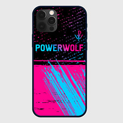 Чехол для iPhone 12 Pro Max Powerwolf - neon gradient: символ сверху, цвет: 3D-черный