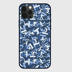 Чехол для iPhone 12 Pro Max Сноубордист и Лыжник - камуфляж, цвет: 3D-черный
