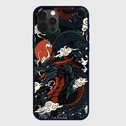 Чехол для iPhone 12 Pro Max Дракон в японском стиле, цвет: 3D-черный
