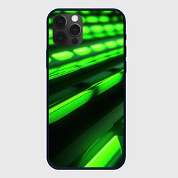 Чехол для iPhone 12 Pro Max Green neon abstract, цвет: 3D-черный