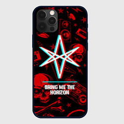 Чехол для iPhone 12 Pro Max Bring Me the Horizon rock glitch, цвет: 3D-черный