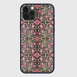 Чехол для iPhone 12 Pro Max Серо-розовый средневековый паттерн, цвет: 3D-черный