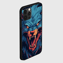 Чехол для iPhone 12 Pro Max Art blue wolf, цвет: 3D-черный — фото 2