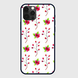 Чехол для iPhone 12 Pro Max Red flowers, цвет: 3D-черный
