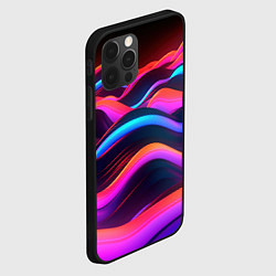 Чехол для iPhone 12 Pro Max Неоновые фиолетовые волны, цвет: 3D-черный — фото 2