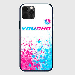 Чехол iPhone 12 Pro Max Yamaha neon gradient style: символ сверху