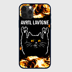 Чехол для iPhone 12 Pro Max Avril Lavigne рок кот и огонь, цвет: 3D-черный