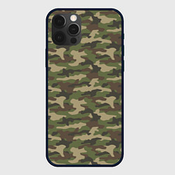Чехол для iPhone 12 Pro Max Камуфляж лесной зелёный, цвет: 3D-черный