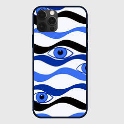 Чехол для iPhone 12 Pro Max Глазки плывущие в голубых волнах, цвет: 3D-черный