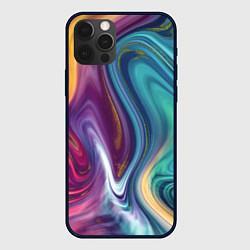 Чехол для iPhone 12 Pro Max Красочные волны, цвет: 3D-черный