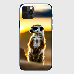 Чехол для iPhone 12 Pro Max Сурикат на фоне рассвета, цвет: 3D-черный