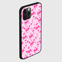 Чехол для iPhone 12 Pro Max Барби, сердечки и цветочки, цвет: 3D-черный — фото 2