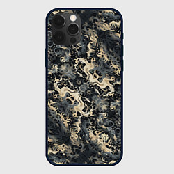 Чехол для iPhone 12 Pro Max Японские волны в темных тонах, цвет: 3D-черный