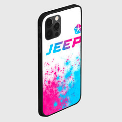 Чехол для iPhone 12 Pro Max Jeep neon gradient style: символ сверху, цвет: 3D-черный — фото 2