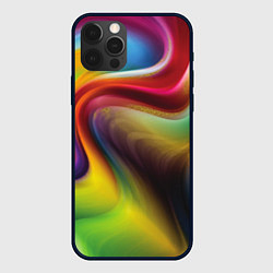 Чехол для iPhone 12 Pro Max Rainbow waves, цвет: 3D-черный