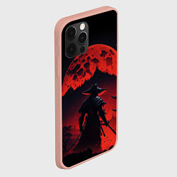 Чехол для iPhone 12 Pro Max Самурай, деревня и луна - мрачный, цвет: 3D-светло-розовый — фото 2