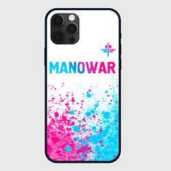 Чехол для iPhone 12 Pro Max Manowar neon gradient style: символ сверху, цвет: 3D-черный