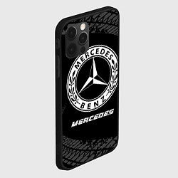 Чехол для iPhone 12 Pro Max Mercedes speed на темном фоне со следами шин, цвет: 3D-черный — фото 2