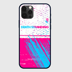 Чехол iPhone 12 Pro Max Death Stranding neon gradient style: символ сверху