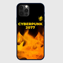 Чехол для iPhone 12 Pro Max Cyberpunk 2077 - gold gradient: символ сверху, цвет: 3D-черный