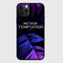 Чехол для iPhone 12 Pro Max Within Temptation neon monstera, цвет: 3D-черный