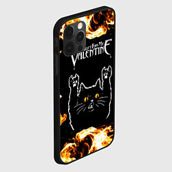 Чехол для iPhone 12 Pro Max Bullet For My Valentine рок кот и огонь, цвет: 3D-черный — фото 2