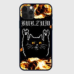 Чехол для iPhone 12 Pro Max Burzum рок кот и огонь, цвет: 3D-черный