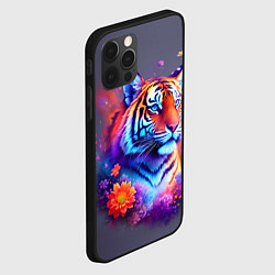 Чехол для iPhone 12 Pro Max Тигр и краски - нейросеть, цвет: 3D-черный — фото 2