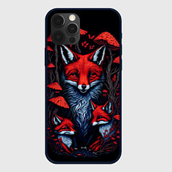 Чехол для iPhone 12 Pro Max Красный лис и грибы, цвет: 3D-черный