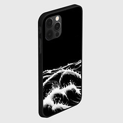 Чехол для iPhone 12 Pro Max Черные бущующие волны, цвет: 3D-черный — фото 2