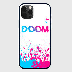 Чехол для iPhone 12 Pro Max Doom neon gradient style: символ сверху, цвет: 3D-черный