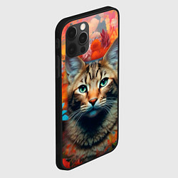 Чехол для iPhone 12 Pro Max Кошка в цветах - голова большая, цвет: 3D-черный — фото 2