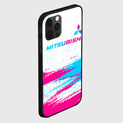 Чехол для iPhone 12 Pro Max Mitsubishi neon gradient style: символ сверху, цвет: 3D-черный — фото 2