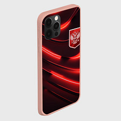 Чехол для iPhone 12 Pro Max Красный неоновый герб России, цвет: 3D-светло-розовый — фото 2
