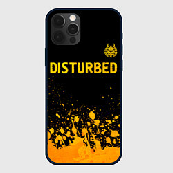 Чехол для iPhone 12 Pro Max Disturbed - gold gradient: символ сверху, цвет: 3D-черный