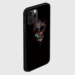 Чехол для iPhone 12 Pro Max Череп - потекшие краски, цвет: 3D-черный — фото 2