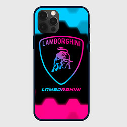 Чехол для iPhone 12 Pro Max Lamborghini - neon gradient, цвет: 3D-черный
