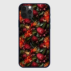 Чехол для iPhone 12 Pro Max Тропические цветы, цвет: 3D-черный