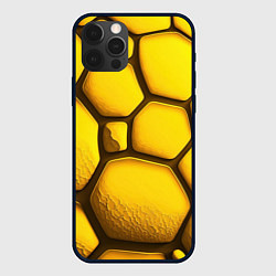 Чехол для iPhone 12 Pro Max Желтые объемные плиты, цвет: 3D-черный
