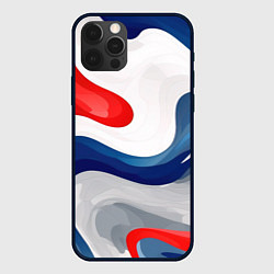 Чехол для iPhone 12 Pro Max Абстракция в цветах флага России, цвет: 3D-черный