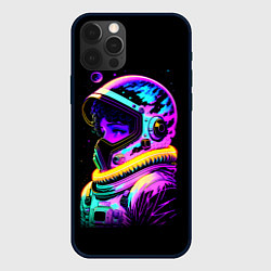 Чехол для iPhone 12 Pro Max Девчонка-космонавт - неоновое свечение, цвет: 3D-черный