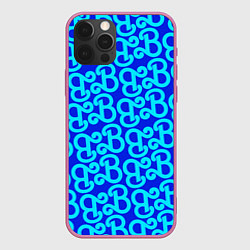 Чехол для iPhone 12 Pro Max Логотип Барби - синий паттерн, цвет: 3D-малиновый
