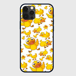 Чехол для iPhone 12 Pro Max Yellow ducklings, цвет: 3D-черный