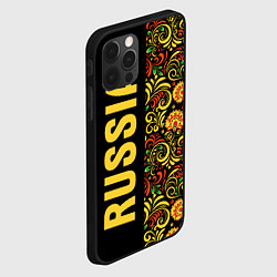 Чехол для iPhone 12 Pro Max Russia хохлома, цвет: 3D-черный — фото 2