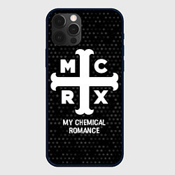 Чехол для iPhone 12 Pro Max My Chemical Romance glitch на темном фоне, цвет: 3D-черный