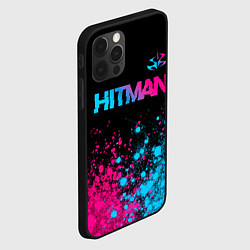 Чехол для iPhone 12 Pro Max Hitman - neon gradient: символ сверху, цвет: 3D-черный — фото 2